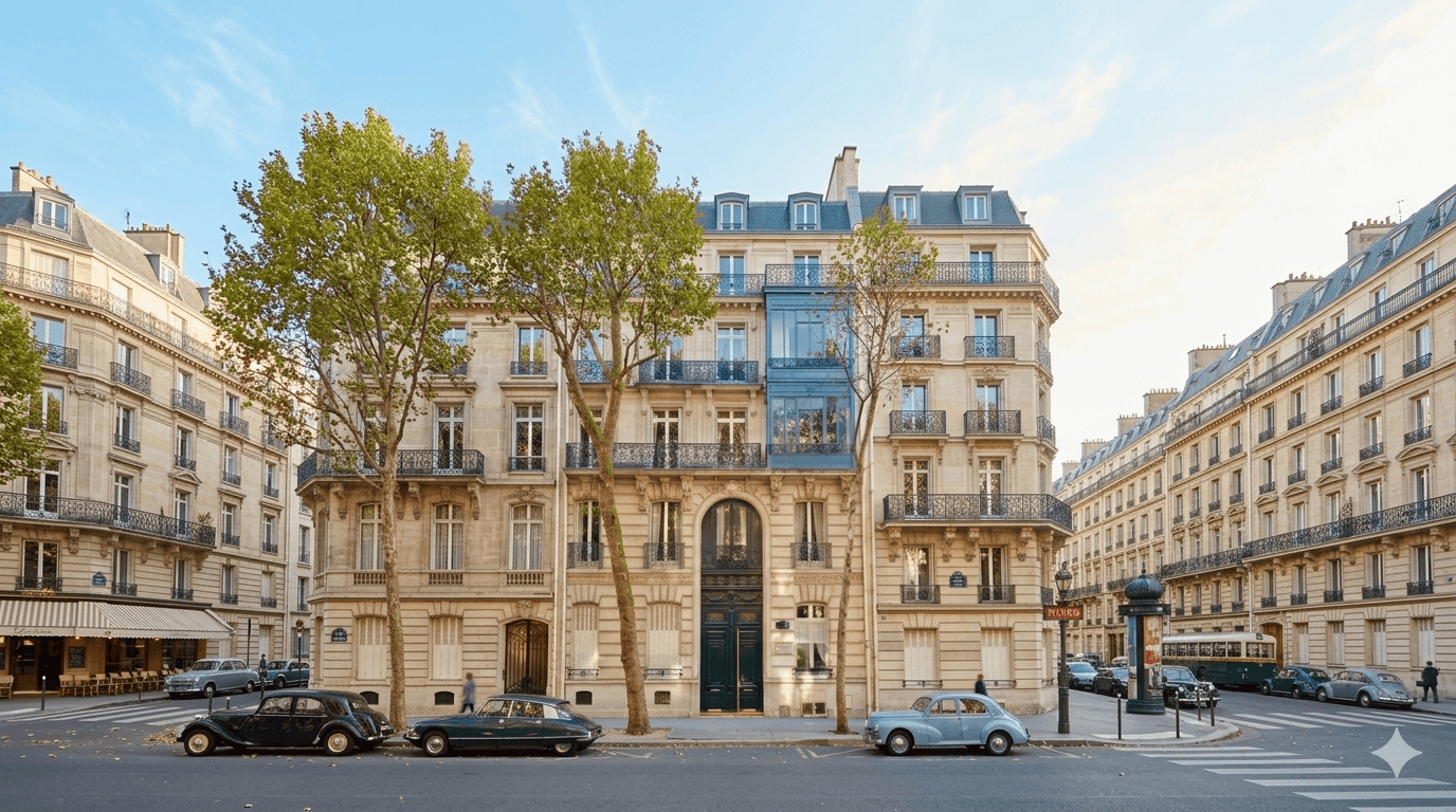 Immeuble haussmannien parisien représentant le parc immobilier français off-market